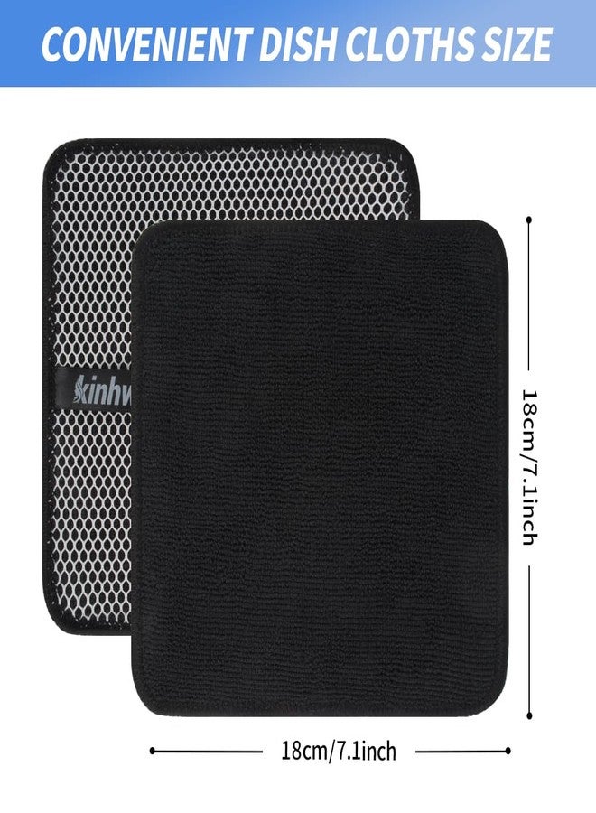 KinHwa Kitchen Washcloths for Dishes Absorbent Microfiber Dish Cloths Quick Dry Dish Rags with Poly Scour Scrub Side Ideal for Kitchen Cleaning (Black, 7inchx7inch 9 Pack) - Image 5