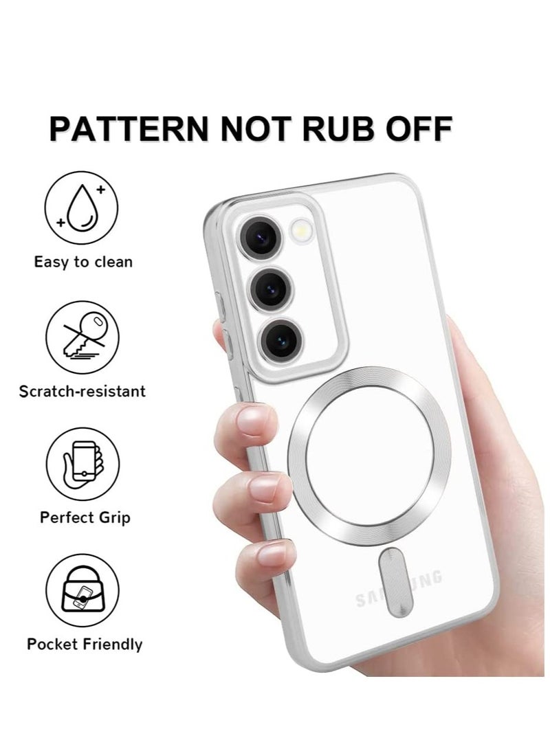 Magnetic Clear Case for Galaxy S23 Case,Compatible with MagSafe, Love Heart Design Electroplated Case Soft TPU Shockproof Full Camera Lens Protective Case for Samsung Galaxy S23 - Image 3