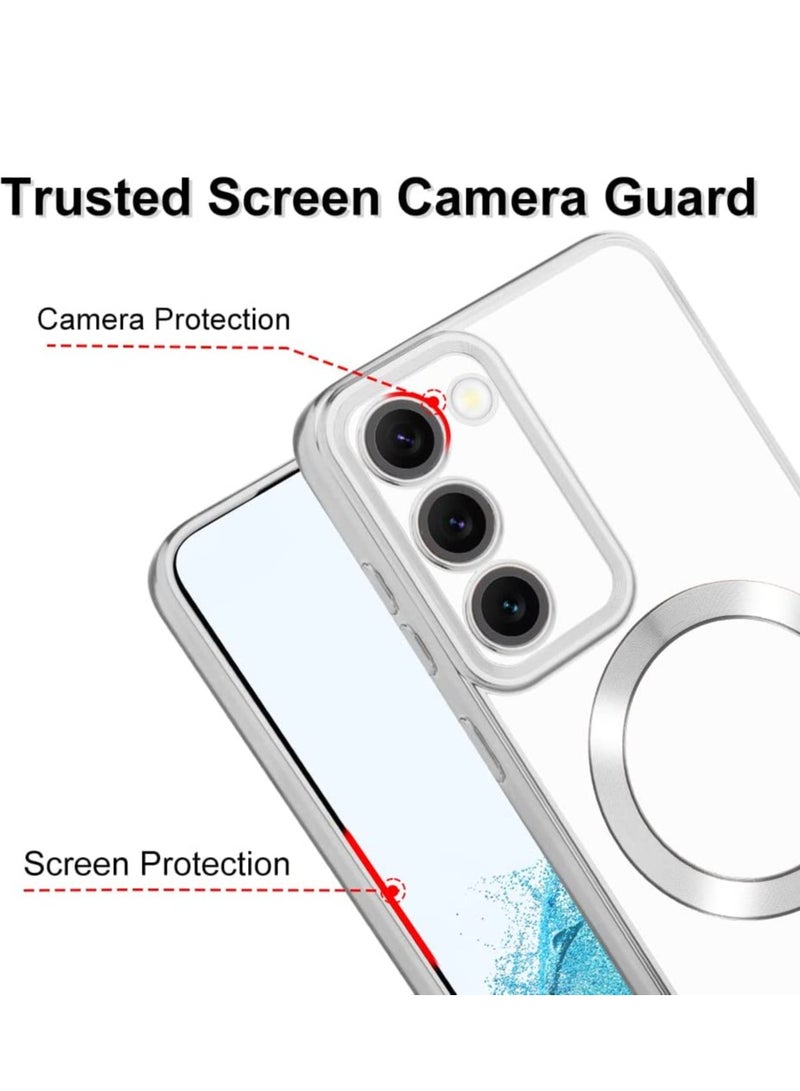 Magnetic Clear Case for Galaxy S23 Case,Compatible with MagSafe, Love Heart Design Electroplated Case Soft TPU Shockproof Full Camera Lens Protective Case for Samsung Galaxy S23 - Image 4