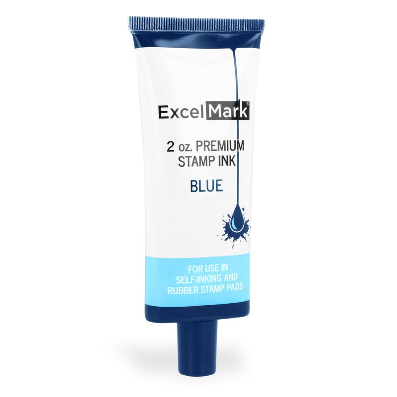 ExcelMark Self Inking Stamp Refill Ink - 2 oz. - Blue Ink - Image 1