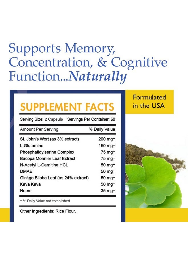Nutrition Essentials Nootropic Brain Support Supplement - Caffeine-Free Capsules That Support The Brain - Brain Support Pills with St. John's Wort and Ginkgo Biloba - Image 2