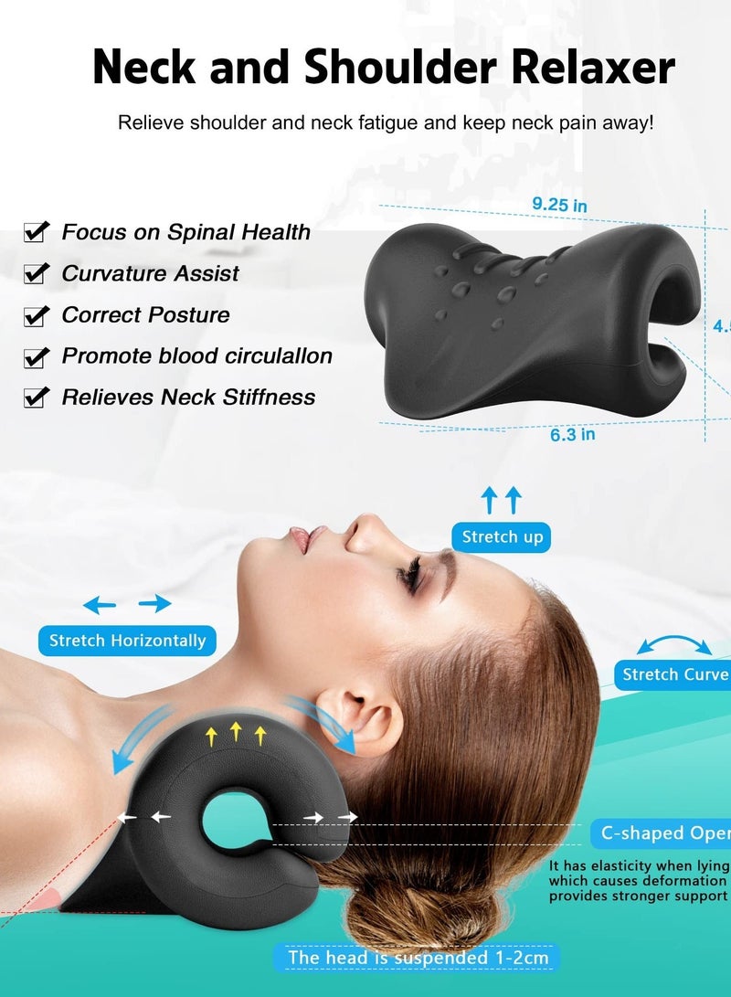 Generic Neck and Shoulder Relaxer, Traction Orthotics Cervical Pillow, Neck Stretcher for Pain Relief, Suitable for Muscle Relax and TMJ Pain Relief (Black)  - Image 3
