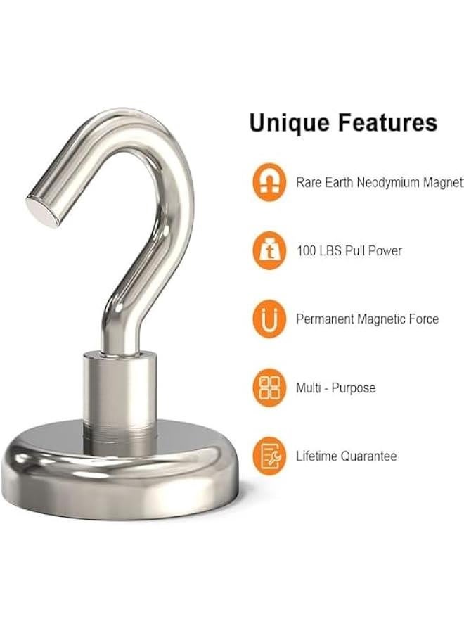 Magnetic Hooks Heavy Duty, 100 lbs Strong Magnet Hooks for Hanging, Magnet with Hook for Cruise, Refrigerator, Pack of 6 - Image 2