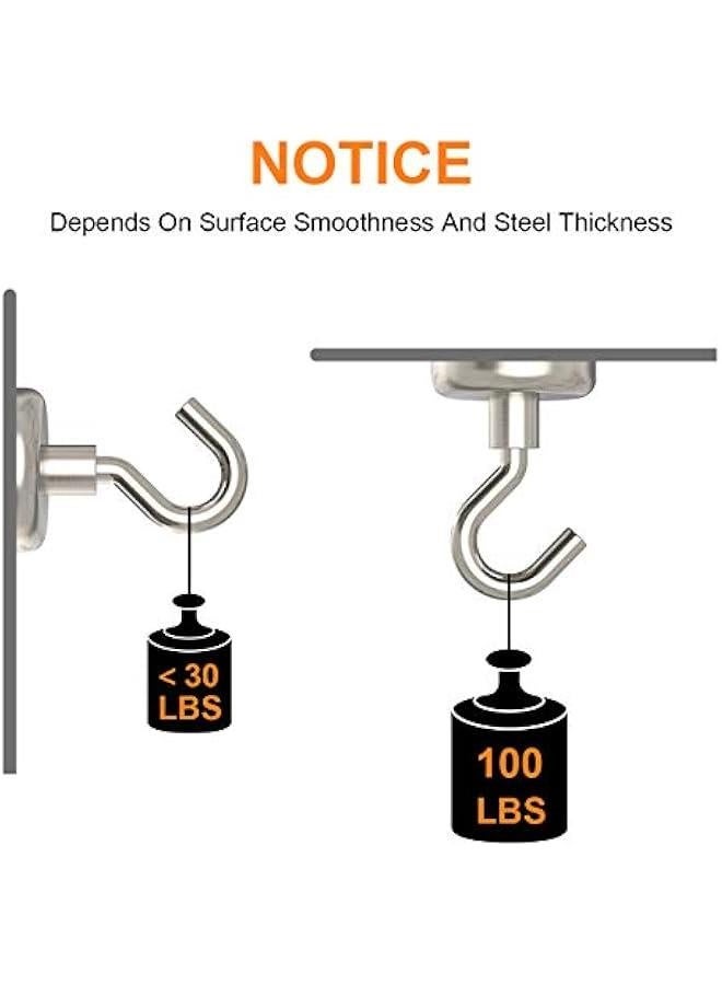 Magnetic Hooks Heavy Duty, 100 lbs Strong Magnet Hooks for Hanging, Magnet with Hook for Cruise, Refrigerator, Pack of 6 - Image 4