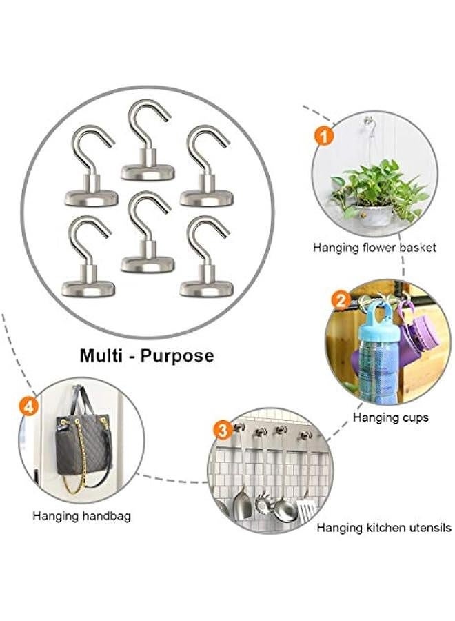 Magnetic Hooks Heavy Duty, 100 lbs Strong Magnet Hooks for Hanging, Magnet with Hook for Cruise, Refrigerator, Pack of 6 - Image 5