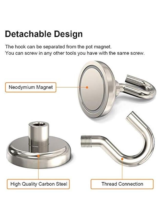 Magnetic Hooks Heavy Duty, 100 lbs Strong Magnet Hooks for Hanging, Magnet with Hook for Cruise, Refrigerator, Pack of 6 - Image 3