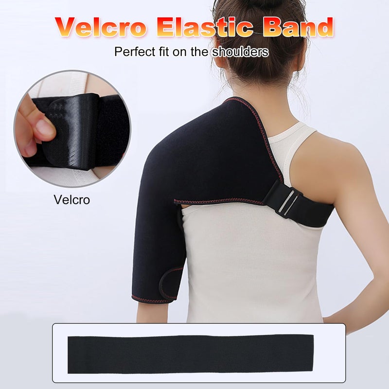WOOLALA Heated Shoulder Brace with Massager Portable Electric Heating Pad for Shoulder Pain and Upper Arm Muscle Massage Heated Wrap for Shoulder Right - Image 3