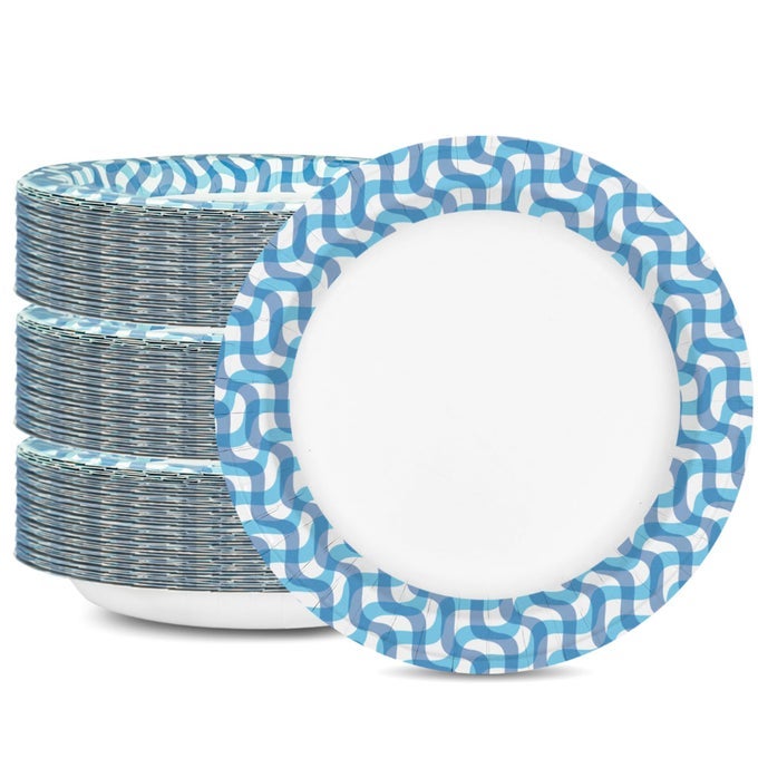 PAPER PLATES 85 INCH BULK 150 COUNT HEAVY DUTY DISPOSABLE MEDIUM CHRISTMAS DESSERT PLATES FOR HOLIDAY PARTY PICNIC AND EVERYDAY USE