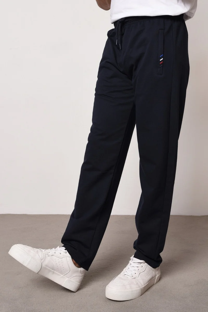 mmetalic Metalic Navy Blue-Grey Men's Zipper Pocket Embroidery Detailed Straight Leg Relaxed Cut 2-Pack Sweatpants