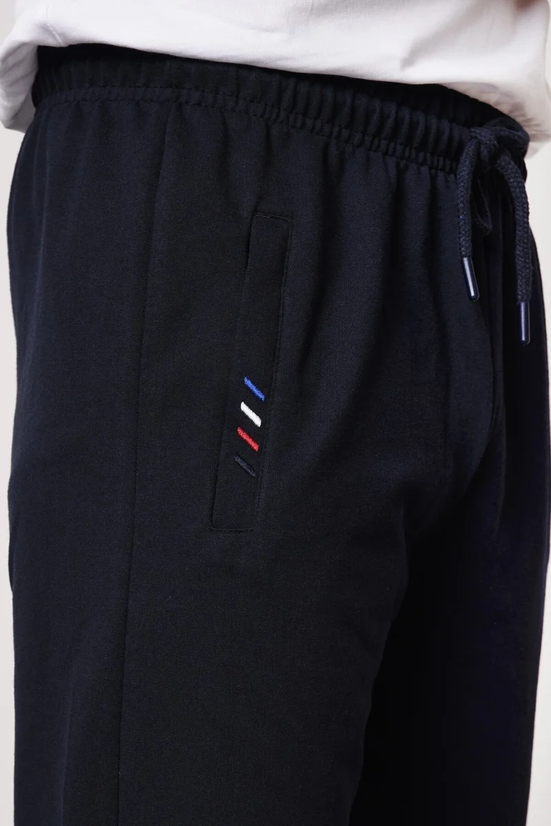mmetalic Metalic Navy Blue-Grey Men's Zipper Pocket Embroidery Detailed Straight Leg Relaxed Cut 2-Pack Sweatpants