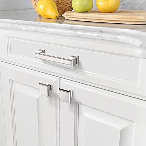 Amerdeco 10 Pack Brushed Satin Nickel Cabinet Pulls 3-3/4 Inch(96mm) Hole Center Cabinet Hardware Kitchen Cabinet Handles for Bathroom Drawer Pulls Dresser Pulls ZH0001 - Image 4