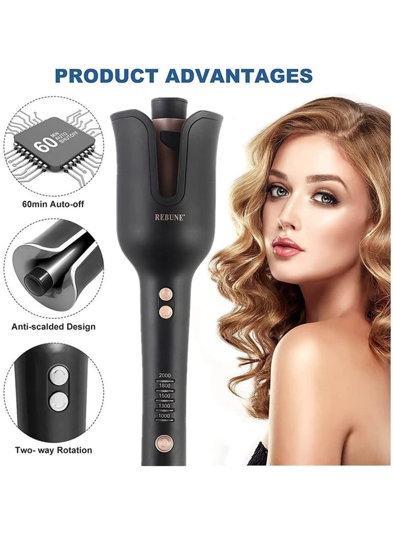 REBUNE Automatic Rotation Hair Styler Auto Hair Curling Iron Wand with 5 Adjustable Temp LCD Anti-Tangle & Anti-Scald Fast Heating for Hair Styling - Image 3