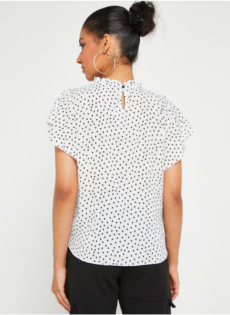 boohoo Polka Dot Frill Sleeve Top  - Image 2