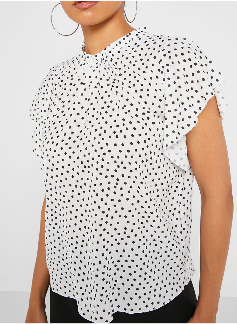 boohoo Polka Dot Frill Sleeve Top  - Image 3