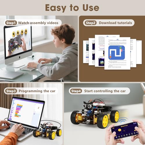 acebott مجموعة روبوتات ACEBOTT للأطفال من 8 إلى 12 و 12 إلى 16 عامًا - مجموعة سيارة روبوت ذكية متوافقة مع Arduino و Scratch - ألعاب STEM - مجموعة روبوتات برمجة مع تحكم عبر التطبيق - هدايا STEM للأطفال والمراهقين - Image 5