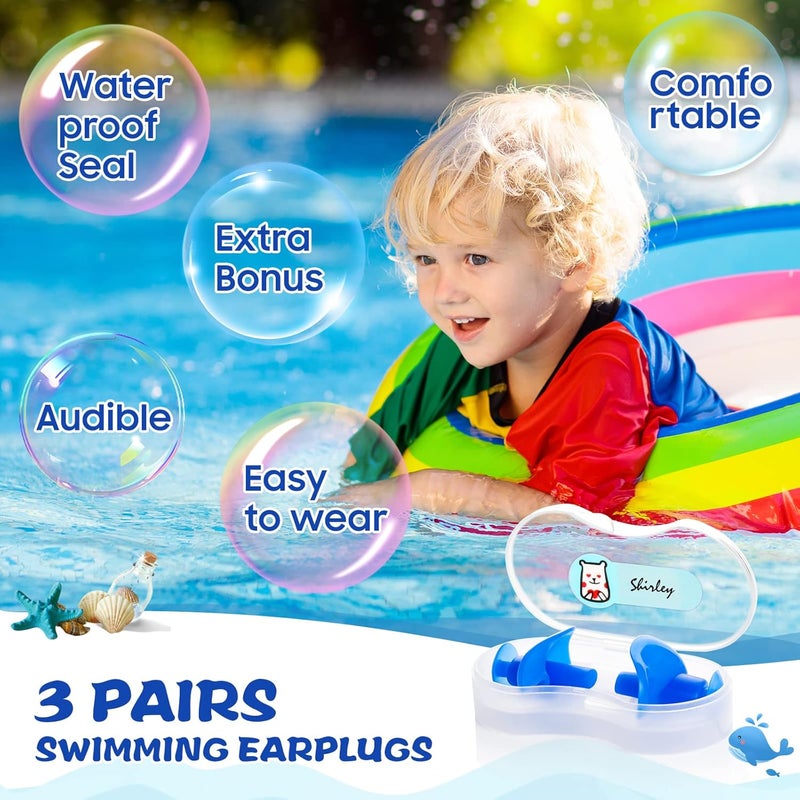 Hearprotek Swimming Ear Plugs, 3 Pairs Soft Waterproof Reusable Earplugs for Swimming Showering Bathing and Other Water Sports Suitable for 6+ Kids(Blue/Orange/Purple) - Image 2