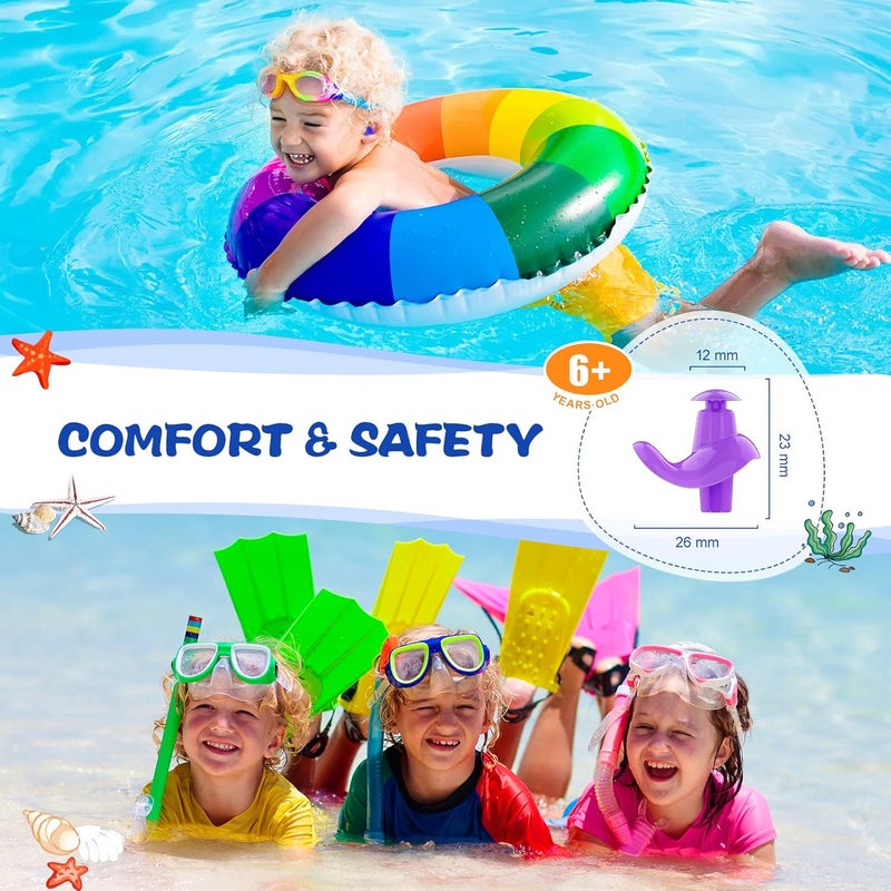 Hearprotek Swimming Ear Plugs, 3 Pairs Soft Waterproof Reusable Earplugs for Swimming Showering Bathing and Other Water Sports Suitable for 6+ Kids(Blue/Orange/Purple) - Image 4