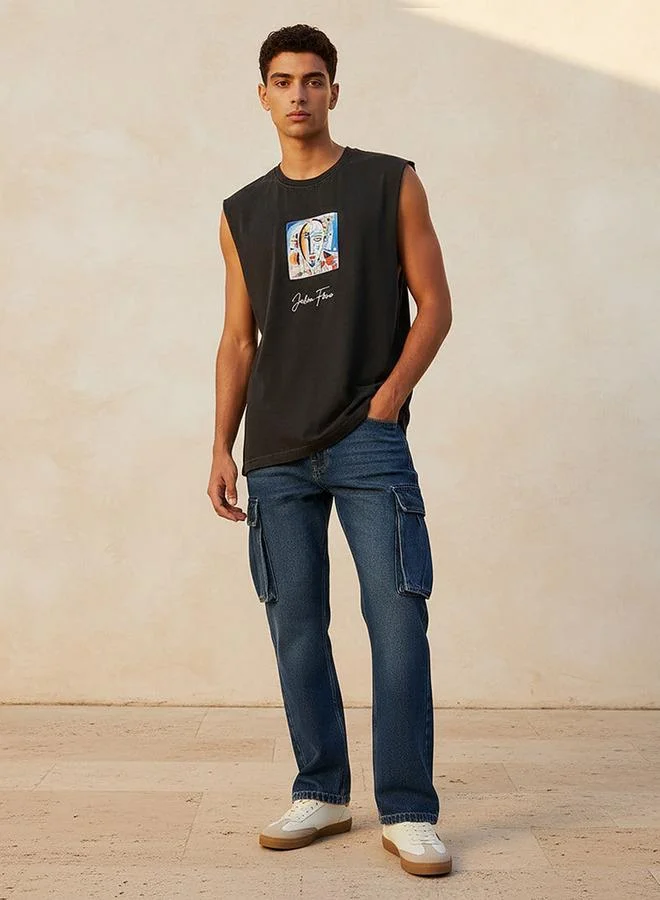 SP Characters  Men Round Neck Sleeveless Jackson Flavio Print T-shirt for Men | Best Price UAE