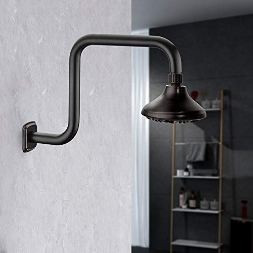 TRUSTMI Shower Arm with Flange 13 Inch S Shape Stainless Steel Shower Head High Rise Extension Replacement Pipe, Oil Rubbed Bronze - Image 2