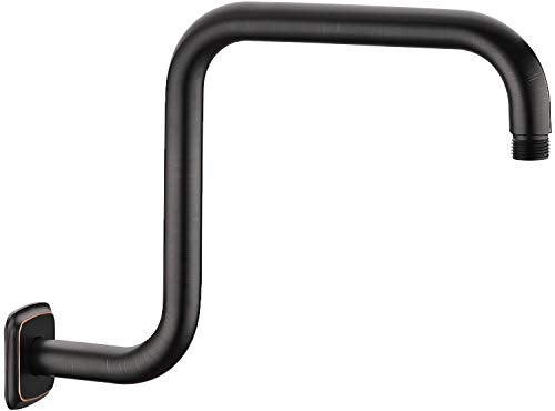 TRUSTMI Shower Arm with Flange 13 Inch S Shape Stainless Steel Shower Head High Rise Extension Replacement Pipe, Oil Rubbed Bronze - Image 1