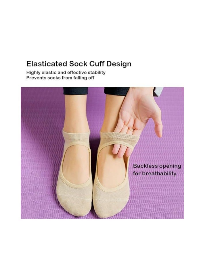أوزيغالور جوارب يوجا للنساء، جوارب يوجا للنساء، جوارب بيلاتيس مانعة للانزلاق مع مقابض، جوارب غير قابلة للانزلاق للبيلاتيس والباليه والتمرين حافي القدمين والرقص - Image 4