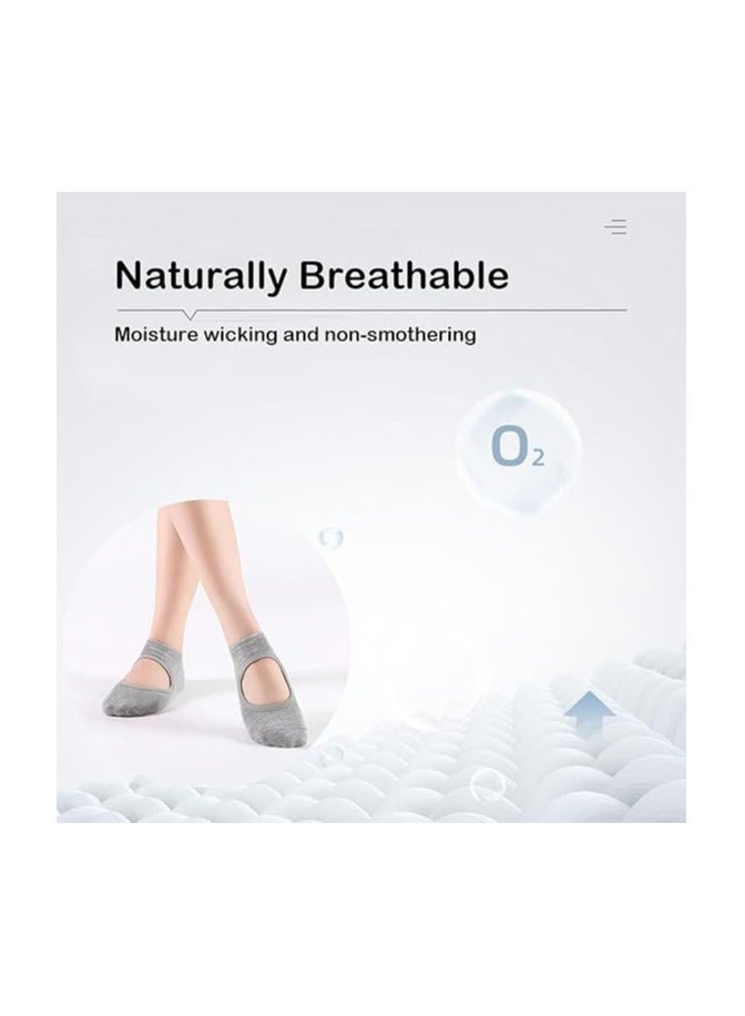 أوزيغالور جوارب يوجا للنساء، جوارب يوجا للنساء، جوارب بيلاتيس مانعة للانزلاق مع مقابض، جوارب غير قابلة للانزلاق للبيلاتيس والباليه والتمرين حافي القدمين والرقص - Image 5