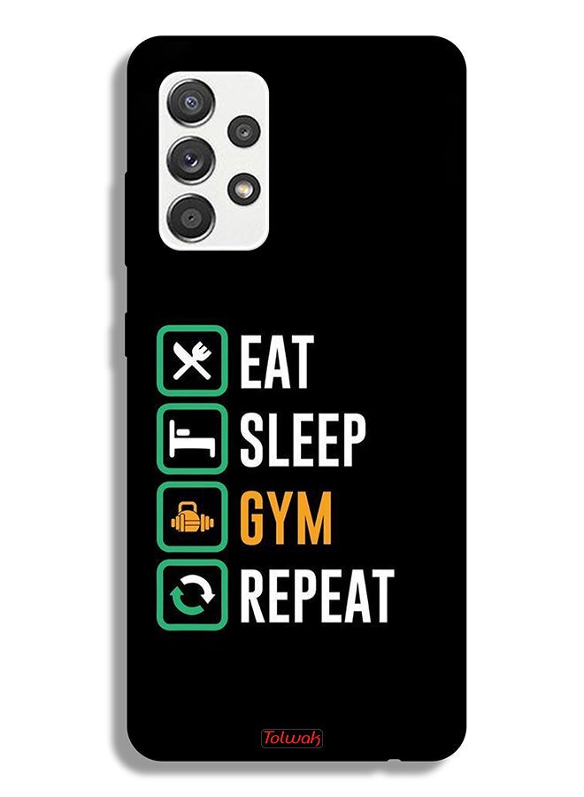 Tolwak Samsung Galaxy M32 5G Protective Case Cover Eat Sleep Gym Repeat - Image 1