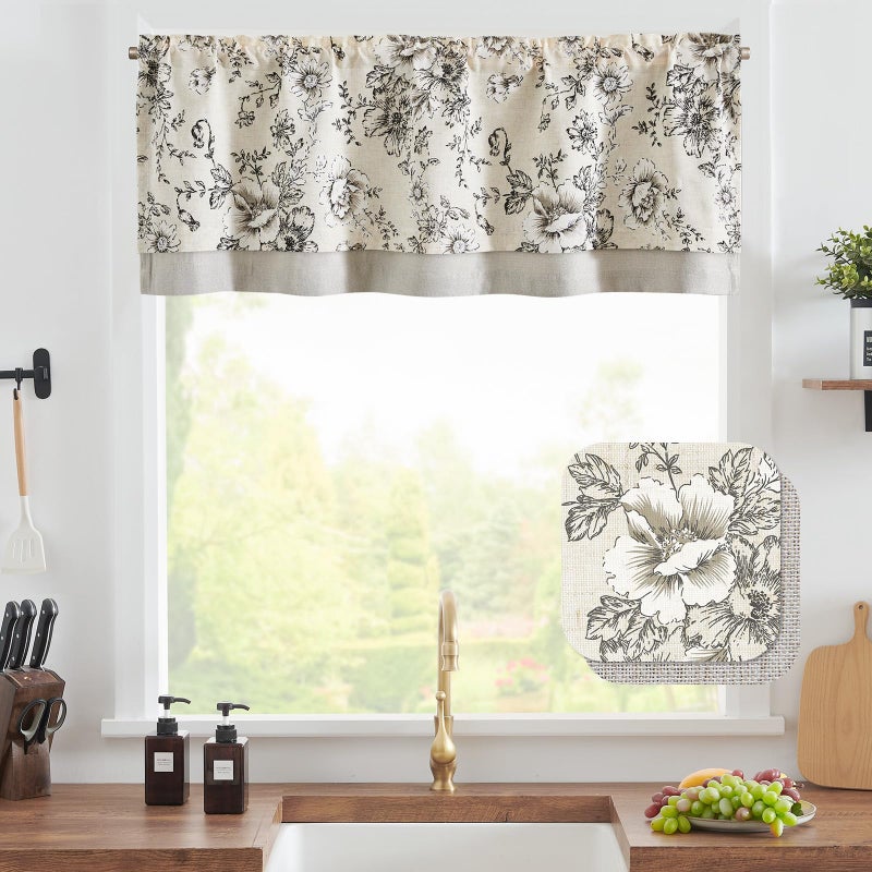 jinchan Jinchan Linen Valance Curtain Farmhouse Window Decor  - Image 1