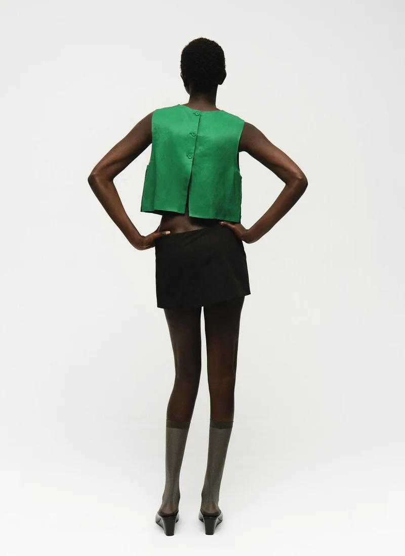 MANGO Linen-blend top with buttons