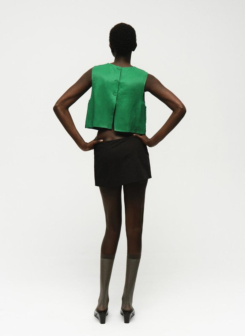 MANGO Linen-blend top with buttons - Image 4