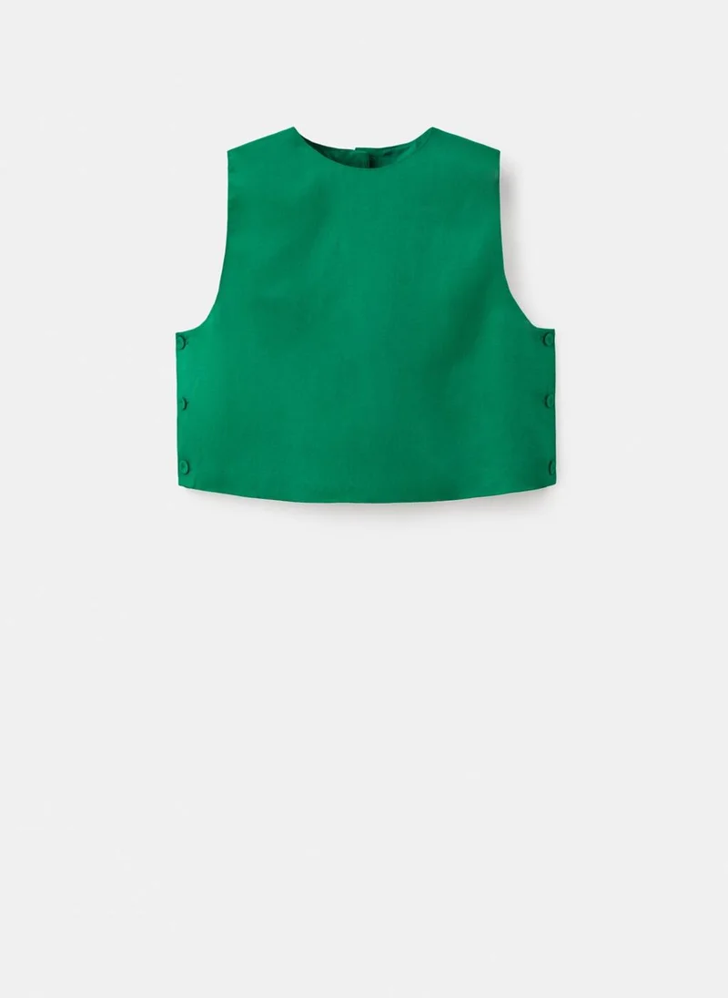 MANGO Linen-blend top with buttons