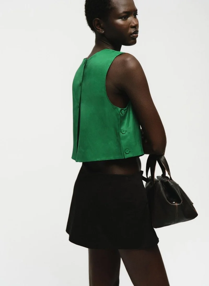 MANGO Linen-blend top with buttons