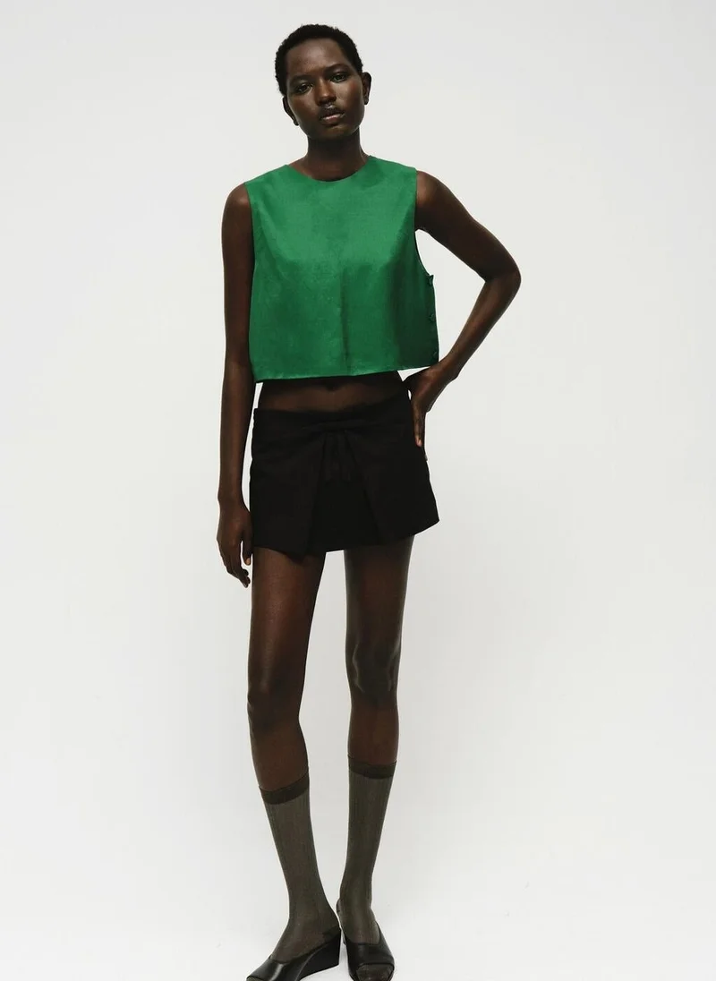 MANGO Linen-blend top with buttons