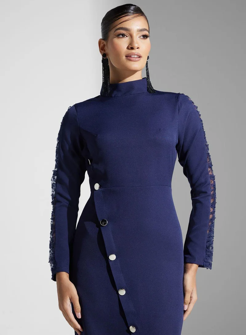 Golden Apple Button Slit Dress
