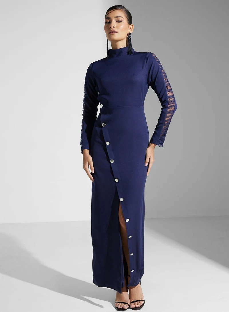 Golden Apple Button Slit Dress