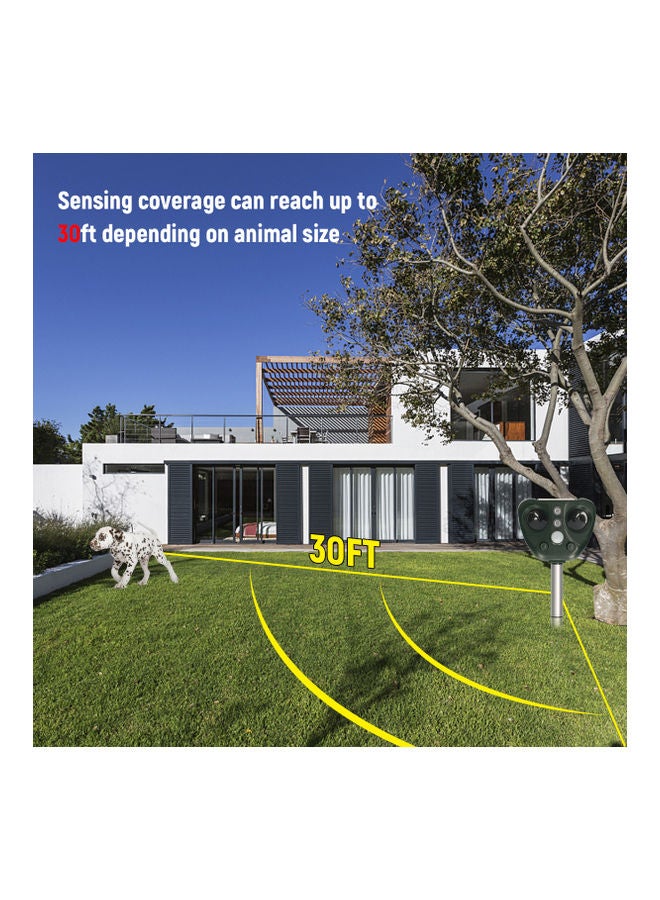 طارد حيوانات بالموجات فوق الصوتية يعمل بالطاقة الشمسية أسود/فضي - Image 2