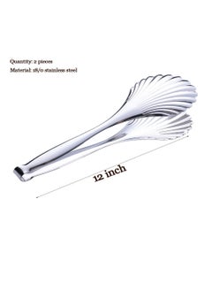 Excefore Salad Serving Tongs Toast Tongs Stainless Steel Food Tong for Cooking Ice Cake Bread BBQ Buffet Utensil Kitchen Gadgets Buffet Utensil Kitchen Gadgets (2-Pcs 12 Inch)  - Image 3