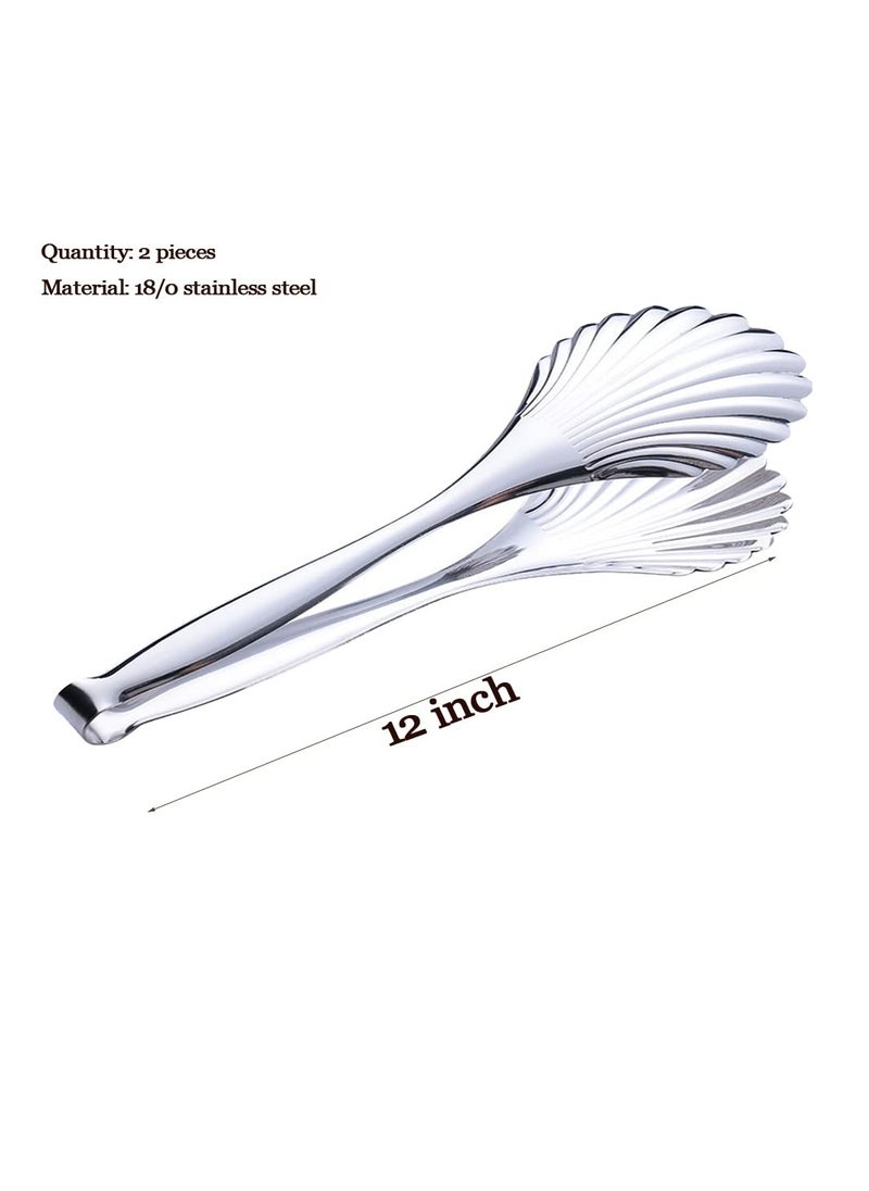 Excefore Salad Serving Tongs Toast Tongs Stainless Steel Food Tong for Cooking Ice Cake Bread BBQ Buffet Utensil Kitchen Gadgets Buffet Utensil Kitchen Gadgets (2-Pcs 12 Inch)  - Image 3