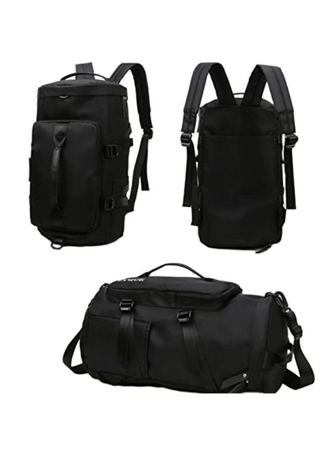 حقيبة رياضية رياضية POSICHE مع أحذية ، حقيبة سفر من القماش الخشن حقيبة ظهر للسفر حقيبة لياقة بدنية رياضية محمولة ذات كتف واحد سعة كبيرة حقيبة تخزين سفر متعددة الوظائف فصل رطب وجاف (أسود)