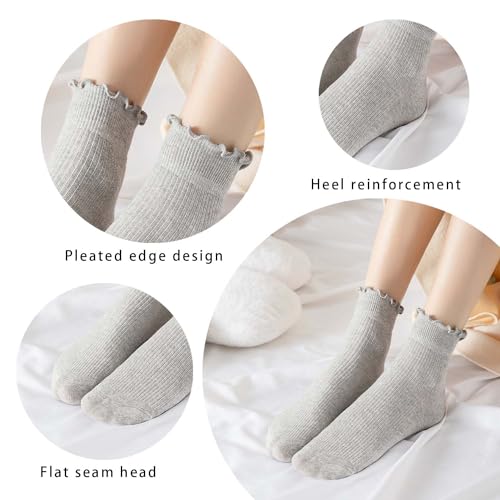 DarkCom 6 Pairs Women's Ruffle Socks Cute Ankle Super Soft Breathable Cool Frilly SocksFor Mary Jane Shoes - Image 2