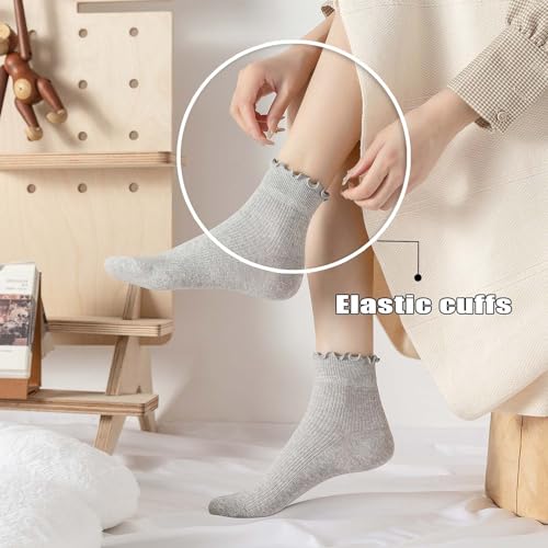 DarkCom 6 Pairs Women's Ruffle Socks Cute Ankle Super Soft Breathable Cool Frilly SocksFor Mary Jane Shoes - Image 3