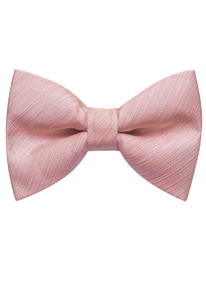 Hi-Tie Bow Ties for Boys Pre-Tied Silk Kids Bow Tie Adjustable Boys Bowties with Pocket Square Set for Wedding Party, Blush Pink, M - Image 4