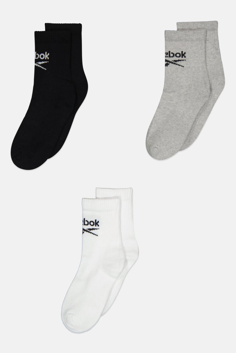 Reebok Men 3 Pairs Brand Logo Ankle Socks, Multicolor - Image 3