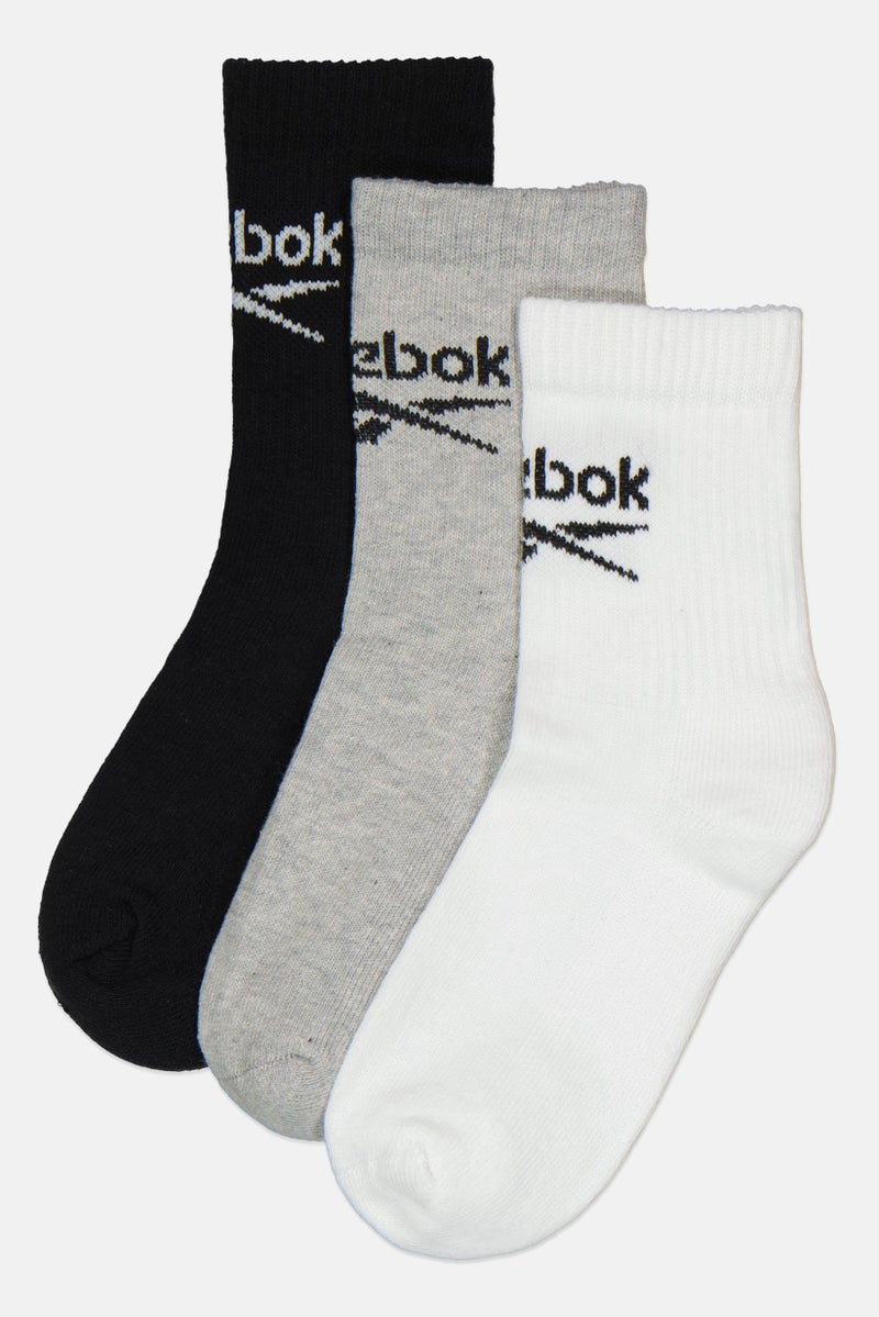 Reebok Men 3 Pairs Brand Logo Ankle Socks, Multicolor - Image 1