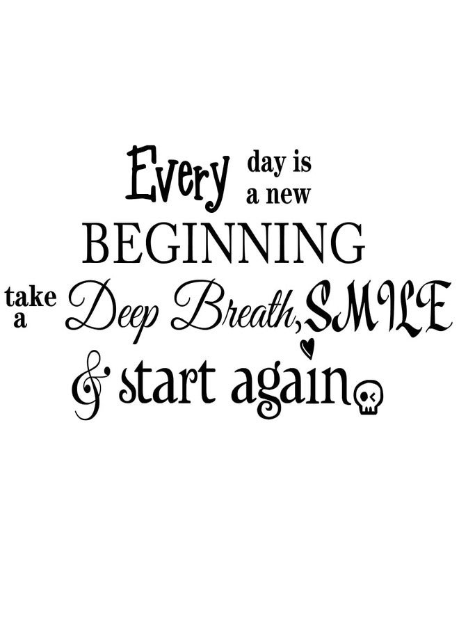 Fencosyn Every Day is a New Beginning Take a deep Breath Smile and Start Again Vinyl Wall Decals Quotes Art Inspirational Motivational Saying Sticker Wall Decor - Image 1