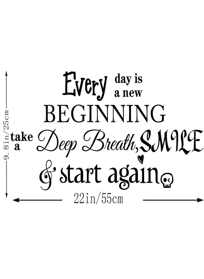 Fencosyn Every Day is a New Beginning Take a deep Breath Smile and Start Again Vinyl Wall Decals Quotes Art Inspirational Motivational Saying Sticker Wall Decor - Image 3