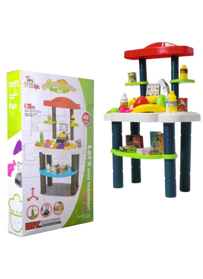 Toy Matic DIY Super Market Smart Playset Lets Play Together High Quality For Kids Portable Durable Pretend Role Supermarket Play Set  - Image 1