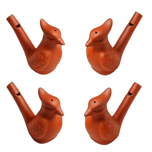 Neotea Handmade Mud Clay Bird Water Whistle Toy for Kids | Terracotta Animal Figurine Musical Toy | Fill with Water & Blow for Different Sounds | Pack of 4 - Image 1