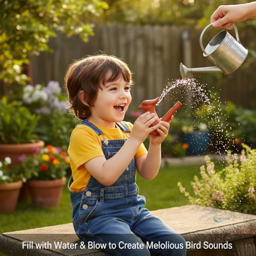 Neotea Handmade Mud Clay Bird Water Whistle Toy for Kids | Terracotta Animal Figurine Musical Toy | Fill with Water & Blow for Different Sounds | Pack of 4 - Image 3