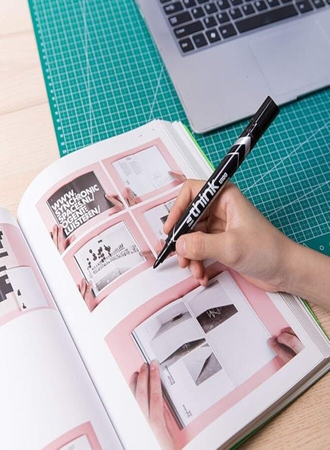 Deli Permanent Marker Black 1.5 mm Fine Tip | Pack of 12 - Image 3